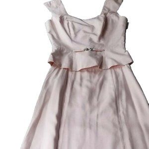 BELSOIE Formal Maxi 2 Piece A-Line 100% Silk Dress Peach Blush SZ 14